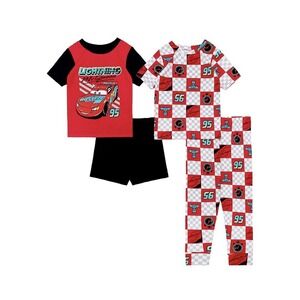 Disney Cars Boys Lightning Mcqueen Speedway 4 Piece Pajama Set Pixar NWT Size 4T